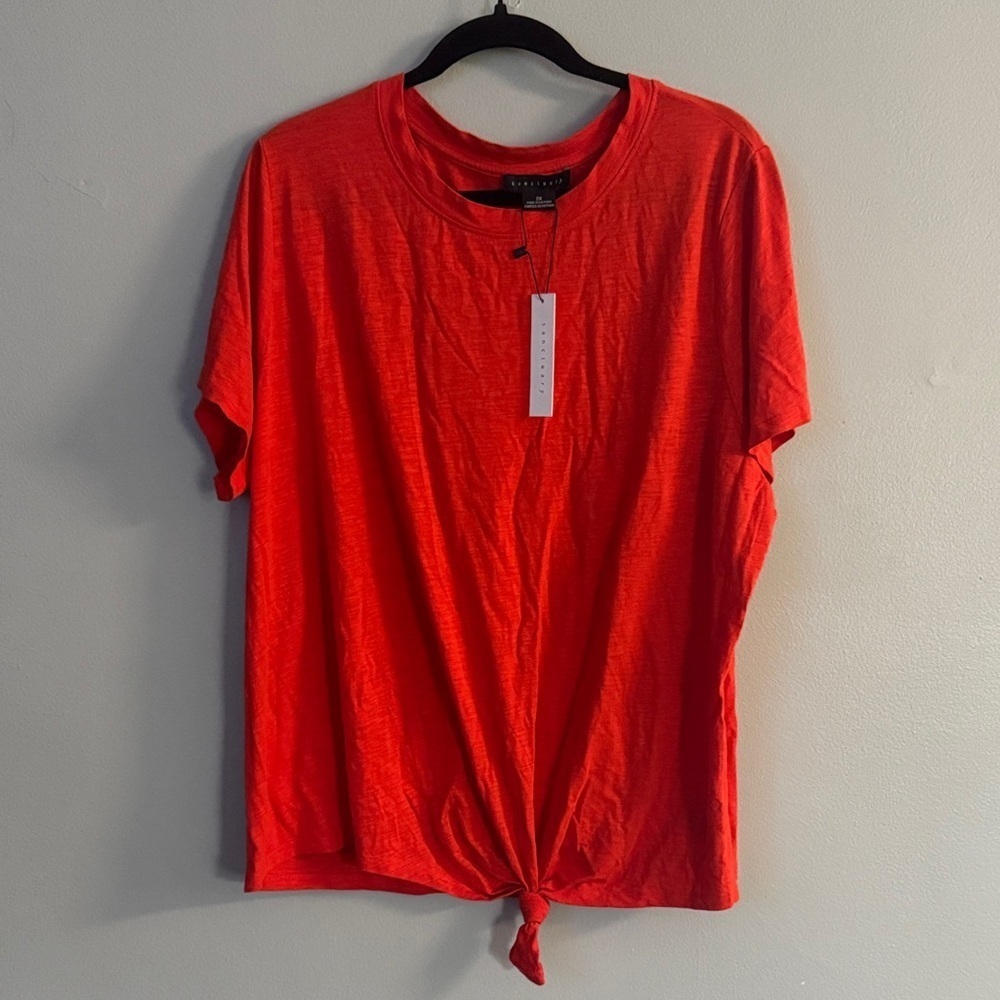 Sanctuary Red Short Sleeve Knot-Front Tee